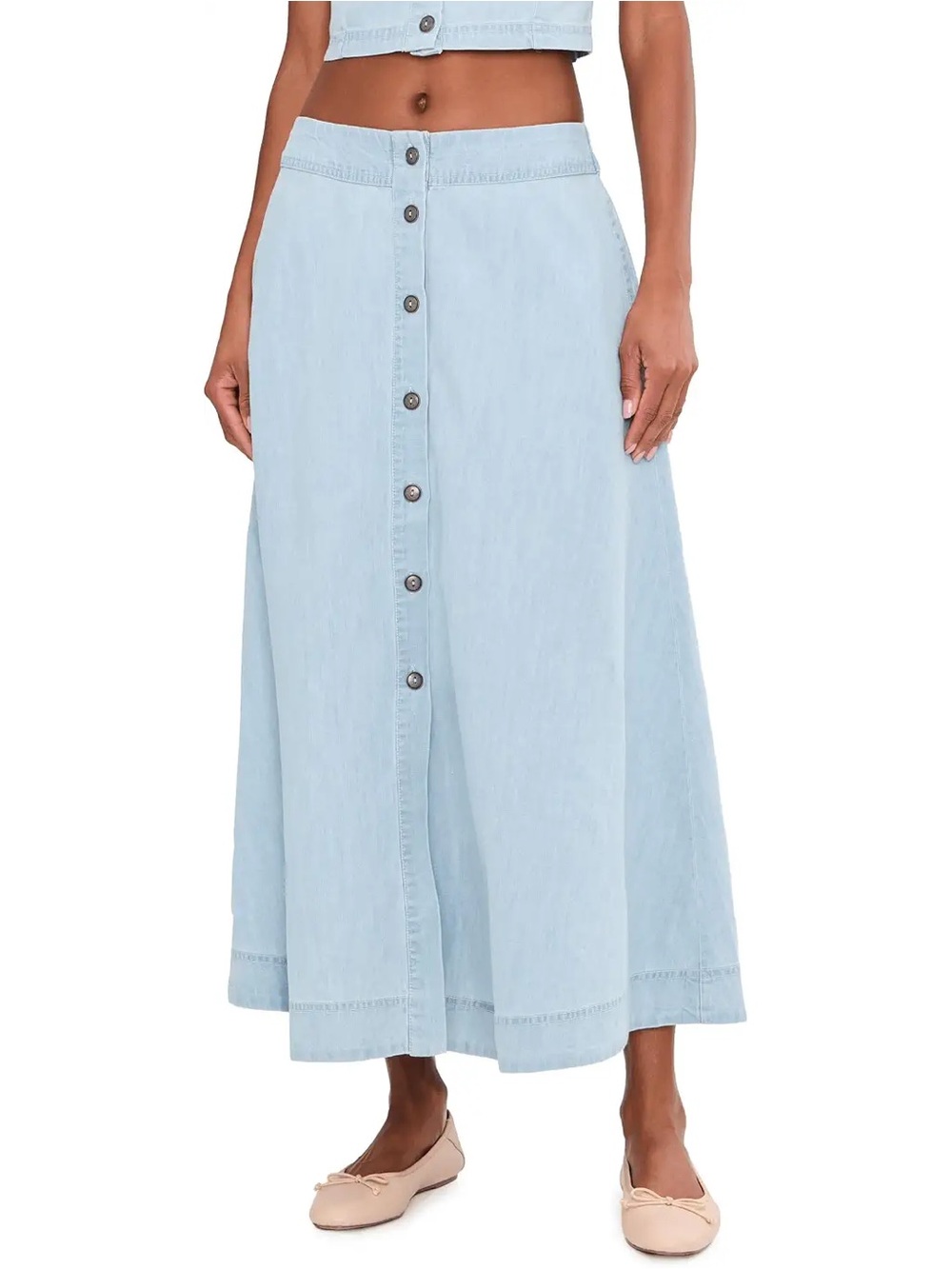 Free People NWOT Easy Does It Denim Skirt Sz Large